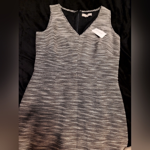 BANANA REPUBLIC Sheath Gray Tweed Sleeveless‎ V-neck Retro Lined Dress Sz 12 - Picture 3 of 11